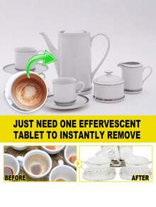 Coffee Stain Cleaning Effervescent Tablets, Cleaning Tea Cups, Coffee Cups, Dishware, Removing Coffee Stains And Residue - Multicolor - View 10