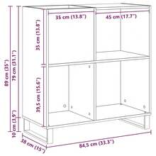 Mueble para discos vidaXL con aspecto de roble negro, 85 x 38 x 89 cm - Negro - Ver 3