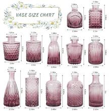 12pcs Glass Bud Vase Set, Small Purple Flower Vases For Centerpieces In Bulk, Mini Vintage Vase For Wedding, Home,Table Decoration,12Pcs,Purple - 紫色 - 查看 3