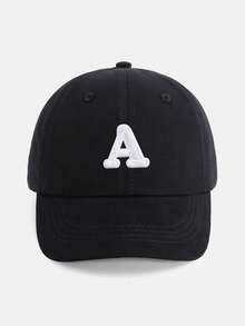 1顶幼儿字母图案棒球帽（A-Z），可调节魔术贴，防晒帽，适合1-5岁儿童，时尚黑色休闲日常帽 - 黑色 - 查看 35