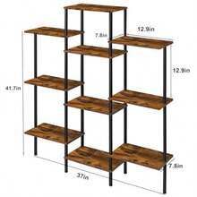 SHINOSKE 4-Tier BookshelfSmall Triple Wide Bookcase For Books CDs Movies Display Shelf With 10 Open Shelves For Living Room Home Office Balcony Rustic Brown - Xanh và trắng - Xem 3