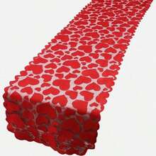 1 PC Valentine's Day Heart Table Runner, Red Heart Lace Table Runner, Family Dining Table Decoration, Valentine's Day Table Runner - Đỏ - Xem 13