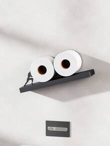 1pc Creative Toilet Paper Holder, Black Tissue Paper Dispenser For Bathroom, Interesting Toilet Paper Storage, No Drill Toilet Paper Rack, For Decorative Toilet Paper Holder, Bathroom Storage Rack, Bathroom Decor - Black - View 2