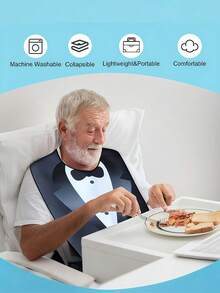 1 Peça Babador Adulto, Babador Adulto de Cozinha, Protetor de Roupa Adulto, Babador Ajustável para Idosos, Babador Adulto Lavável com Pegador de Migalhas, Babador Grande de Alimentação Adulta, Babador Impermeável 3D para Alimentos, Bolso Descartável para Baba, Acessórios, Adequado para Homens e Mulheres, Todas as Estações - Multicolorido - Visão 4