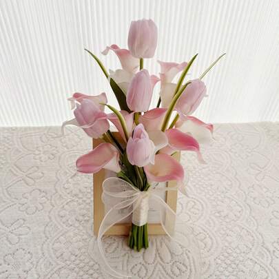 Ramo de lirios de cala blancos, decoración de fiesta de flores artificiales, ramo de novia, ceremonia de boda, regalo de aniversario