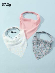 3件套女士简约印花发带、围巾、发饰套装，粉色、白色、蓝色可选，适合日常、节日、派对、情人节等场合，是送给朋友的理想礼物。 - 彩色 - 查看 3