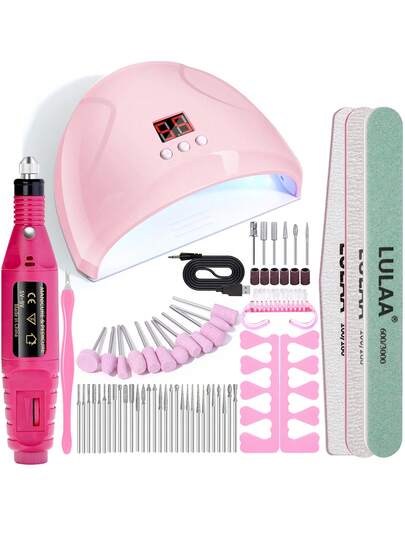 Professional Nail Salon Set,Nail Art Tools,Nail Gel Baking Lamp,Electric Nail Drill Machine,Nail Drill Bits Set,Nail File,Complete Manicure Art Nail Art And Pedicure Set For Beginners,Salon Nail Art Set,Art Nail Gift,A Complete Set Of Tools For Home Manicure Nails