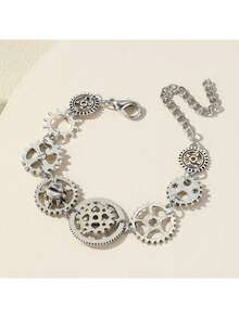 摇滚嘻哈手链 蒸汽朋克机械齿轮罗马风格复古链条饰品 送给女孩的青少年礼物 - 均碼 - 查看 5