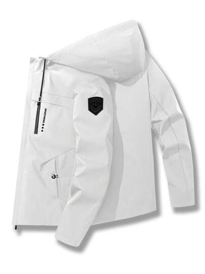 Men's Lightweight Hooded Jacket, Suitable For Spring And Summer - Polyester Outdoor Jacket With Drawstring, Zipper Pockets And Adjustable Cuffs, Great For Cycling, Hiking And Casual Wear