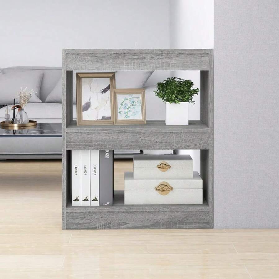 Larryhot Libreria/Divisorio Grigio Sonoma 60x30x72 cm, Facile da assemblare, dall'estetica elegante e raffinata, pratica per riporre gli oggetti, la scelta ideale per l'organizzazione e la decorazione domestica - Grigio - Visualizzare 1