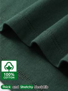 Men's Vintage Graphic T-Shirt 100% Cotton - Tiger Design "No Surrender", Soft And Comfortable Short-Sleeve Casual T-Shirt, Regular Fit With Round Neck, Casual Wear | Bold Print Shirt | Comfortable Fit - 墨綠色 - 查看 7