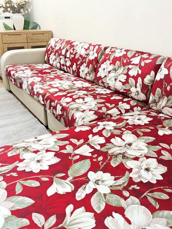 1 pieza Funda de cojín de asiento de sofá impresa, extraíble y elástica, adecuada para sala de estar, dormitorio, protección de sofá de oficina, decoración del hogar