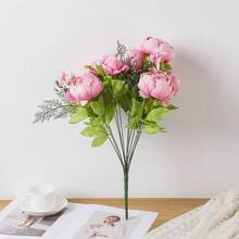 Duovlo Springs Flowers Artificial Silk Peony Bouquets Wedding Home Decoration,Pack Of 1 (Spring Light Pink),20.87*3.5,SpringLightPink - 春日淺粉紅色 - 查看 4