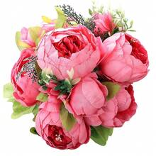 Duovlo Springs Flowers Artificial Silk Peony Bouquets Wedding Home Decoration,Pack Of 1 (Spring Pink),20.87*3.5,SpringPink - 春粉 - 查看 1
