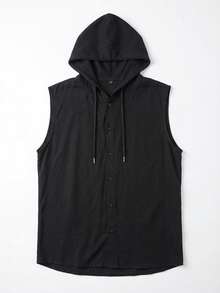 Men's CasualLinen Hooded Tank Top | Exquisite Design | Essential For Summer | Easy To Match, Showcasing Your Style - Black - View 2