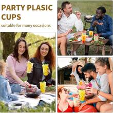 KesaPlan 100 Pcs Disposable Stemless Glasses 12oz Crystal Plastic Wine Glasses Clear Classic Cup For Meeting Weddings Birthdays Cocktail Christmas Party Supplies - 透明-100個-20盎司 - 查看 6