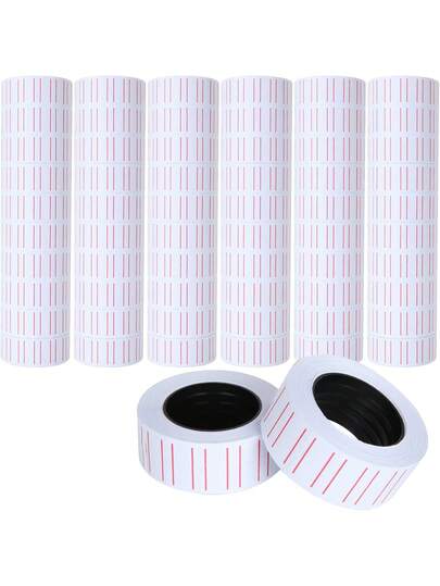 1/10 Rolls White With Red Line Adhesive Pricemarker Label Stickers, Super Sticky Single-Row Price Gun Paper, Multipurpose Pricing Labels For Retail Shop, Supermarket, Office & Home Organization Marking