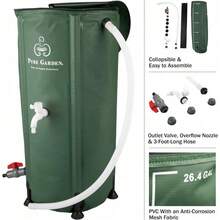 Garden Rain Barril – Contenedor de Agua Plegable de 13.2 galón/50 litros para capturar Agua de Lluvia, Tanque de Agua portátil con válvula de Salida (Verde) - 1 - Ver 2
