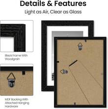 Juego de 6 marcos para cuadros de 5 x 7, imágenes de 4 x 6 con tapete o 5x 7 sin tapete, Marcos Para Fotos Pared, Negro. - 1 - Ver 6