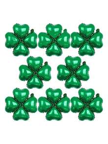 4/8/12个装圣帕特里克节四叶草铝箔气球，18英寸绿色四叶草气球，适合婴儿派对、春绿色圣帕特里克节生日派对装饰 - 彩色 - 查看 3