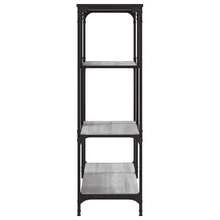 Larryhot Estantería madera de ingeniería y acero Sonoma gris 81x36x115cm, Fácil de montar, elegante y hermoso, y conveniente para almacenar artículos, es una opción ideal para el almacenamiento y la decoración del hogar. - Gris - Ver 4