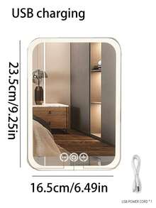 Desktop LED Tri-Color Lighted Makeup Mirror, Portable Folding Student Dorm Office Vanity Mirror Best Gifts Birthday Graduation - Multiple Colors - View 9