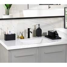 Luxspire Toothbrush Holder, 3 Slots Electric Toothbrush And Toothpaste Holder, Resin Bathroom Countertop Storage Bathroom Accessories Toothbrush Stand For Vanity Counter Organizer Caddy - Black,3Slots,Black - 黑色的 - 查看 8