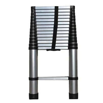 Aluminum Home Telescopic Ladder Folding Ladder Single Button Retractable For Indoor Outdoor Home Improvement Outdoor Portable Load Capacity Of 300 Pounds Height 14.5 Ft Diameter 32mm Thickness 1.3mm