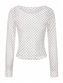 ARA CHIC Women's Black & White Polka Dot Blouse, Casual Comfortable Long Sleeve T-Shirt Layering, Beach Wear, 2026 Spring New Arrival - Black and White - View 4