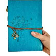 Libreta Pasta Dura Estilo Vintage, Diario con Cubierta Tipo Piel, Árbol de la Vida, Retro, Cuaderno Estilo Clásico Hoja Rayada | (Azul Cielo),37359900 - Rosa Pálido - Ver 5