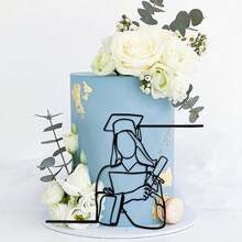 1个/3个黑色亚克力毕业肖像蛋糕装饰插牌，用于庆祝毕业派对DIY蛋糕甜点装饰 - 彩色 - 查看 3