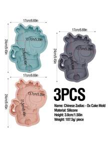 1 pieza Molde de silicona con forma de vaca para pasteles, herramienta de hornear, molde de pastel con forma de vaca de dibujos animados, molde para pasteles, molde para mousse, utensilios de cocina para hornear, molde para mousse de chocolate, gelatina y cera - Multicolor - Ver 11