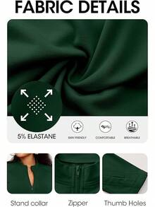 2 Piece Yoga Workout Set For Women - Zip Up Thumbhole Jacket High Stretch Gym Leggings Tracksuit - Dark Green - View 6