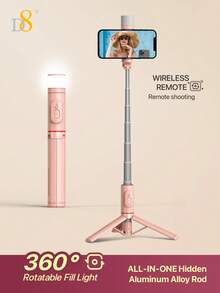 Gậy selfie kiêm chân máy D8, đèn chiếu sáng xoay 360°, chiều dài 765mm, điều khiển từ xa không dây tích hợp, chân máy di động và có thể gập lại dành cho điện thoại thông minh, phù hợp với /Android, phụ kiện thiết yếu cho kỳ nghỉ thu/đông và cắm trại. - Một cỡ - Xem 13