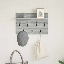 Larryhot Appendiabiti a muro Grigio Sonoma 60 x 40 x 12 cm, Facile da assemblare, dall'estetica elegante e raffinata, pratica per riporre gli oggetti, la scelta ideale per l'organizzazione e la decorazione domestica - Grigio - Visualizzare 4