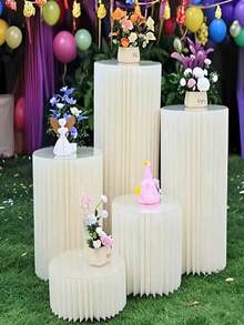 3个装优雅纸筒展示架，40/60/80厘米，婚礼背景柱底座，可支撑甜点、蛋糕桌、派对用品，可折叠纸筒罗马柱底座