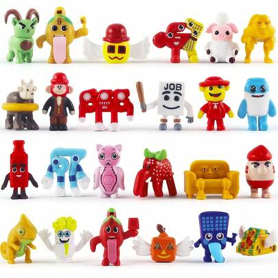 Juego de 24 piezas de figuras posables "Brain Snatchers", juguete de fans divertido de los "Brain Snatchers" italianos, incluye el adorable Jobby y el elefante fresa además de 67 figuras de juguete posables de "Brain Snatchers"