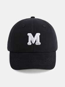 1顶幼儿字母图案棒球帽（A-Z），可调节魔术贴，防晒帽，适合1-5岁儿童，时尚黑色休闲日常帽 - 黑色 - 查看 39