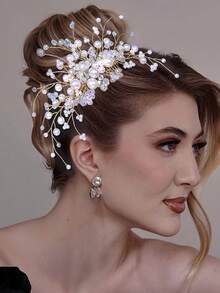 1件手工制作的绿色水晶元素发箍，优雅新娘发饰，个性化礼物 - 金色 - 查看 7