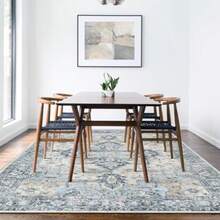 XGK150x210 Alfas para Recámara Lavable a Máquina Alfas para Sala y Alfa ntage Alfa Cenille de Pelo Corto Antideizante Ligera y Estampada Ideal para Recámara Oficina - Azul - Ver 4
