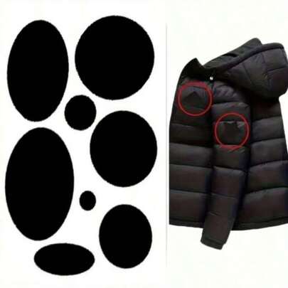 2pcs Feather Down Jacket Repair Patches, Self-Adhesive Nylon Fabric Patches, Waterproof Round/Oval Tape For Repairing Jackets, Clothes, Tents, Sleeping Bags, Ski Pants And Other Holes