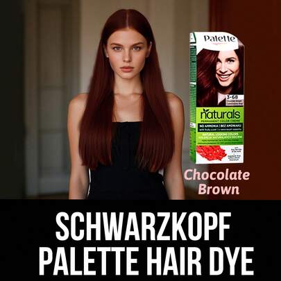 Schwarzkopf 施华蔻巧克力棕色染发剂，遮盖白发，持久显色，均匀上色，无氨配方，蕴含植物萃取精华，滋养秀发，温和不刺激，促进头发健康，居家使用方便，深层滋养，增强光泽，令秀发柔软顺滑，减少毛躁。