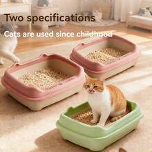1 Pc Large Cat Litter Box, Designed For Large Cats To Prevent Urine From Spilling Out, Easy To Clean, Comes With A Shovel