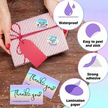 600pcs Thank You Cards & Stickers Set, Appreciation For Supporting My Small Business, Includes Resealable Packaging Bags, Suitable For Entrepreneurs (Holographic) - Holographic - View 5