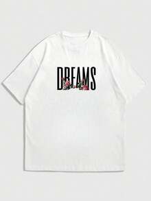 男士玫瑰花鸟图案T恤 夏季休闲时尚街头风 双面印花 柔软复古风 妩媚空灵美学 棉质触感