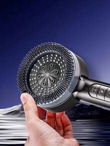 1pc High Pressure Shower Head With Booster, Super Strong Water Flow Handheld Shower Head Set For Bathroom - Multicolor - View 6