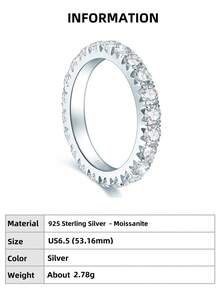 XUJIA 1pc Moissanite Eternity Ring, 925 Sterling Silver Women's Wedding Band, Full Eternity Ring, 3mm Round Brilliant Moissanite Ring, Sparkling Anniversary Party Birthday Jewelry Gift - Silver - View 10