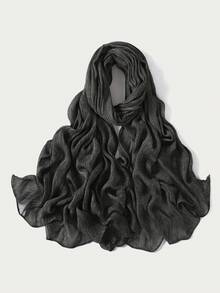 1件装女士纯色褶皱100%人造丝围巾，时尚休闲头巾/头巾 - 多色 - 查看 18