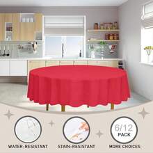 D&Z Plastic Table Cloth Disposable, 12 Pack Red Round Tablecloth Individually Wrapped For Indoor&Outdoor, 84 Inch Table Cover For Party, Picnic, Birthday, Wedding & Dinner - Red - View 7