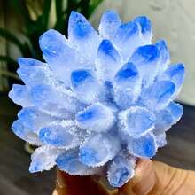 Natural Blue Crystal Cluster Flower Ornament, A Holiday Gift For Family And Friends On Christmas, Halloween, And Valentine's Day, Suitable For Placement In Home Spaces, Offices, And Study Rooms - Màu xanh lam - Xem 2